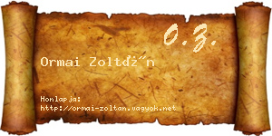 Ormai Zoltán névjegykártya