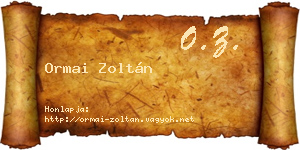 Ormai Zoltán névjegykártya